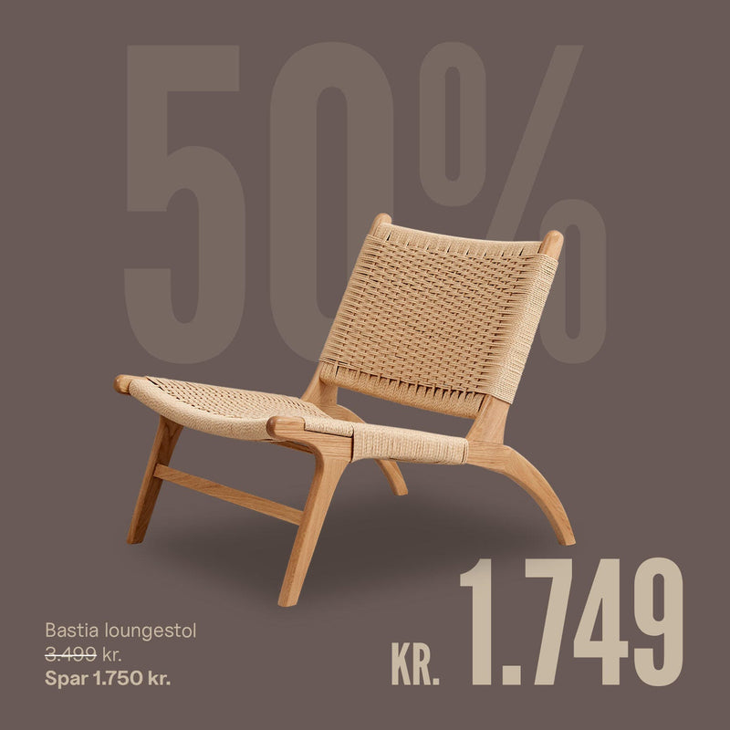 Bastia loungestol i flet og egetræ, 50% – kr. 1.749 (før 3.499 kr.), spar 1.750 kr.
