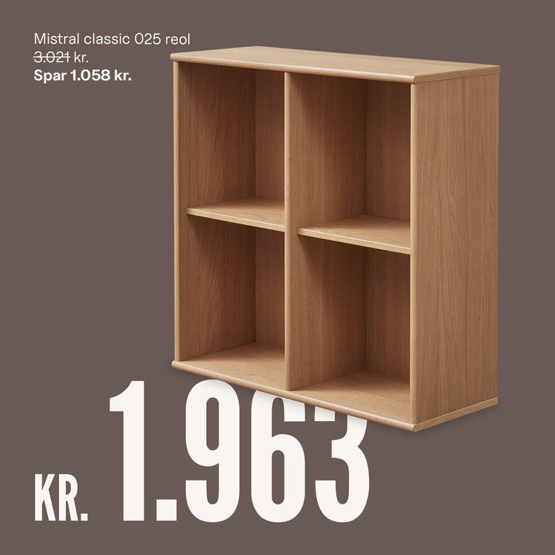 Mistral classic 025 reol, før 3.021 kr., spar 1.058 kr., nu 1.963 kr.
