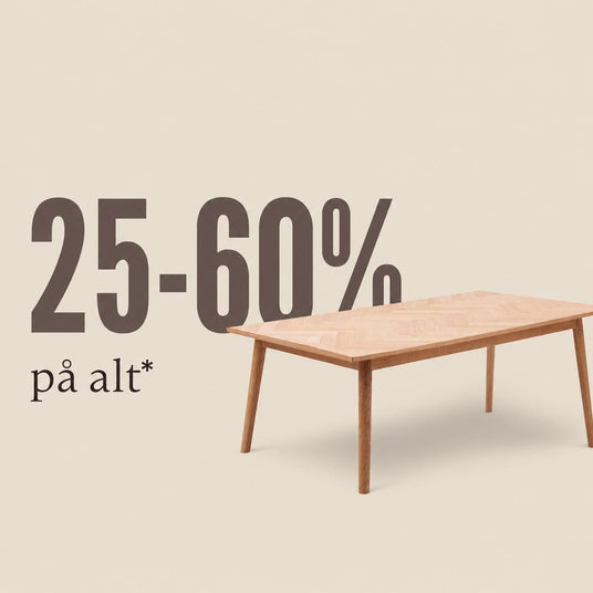 25-60% på alt* med et egetræsbord i minimalistisk layout