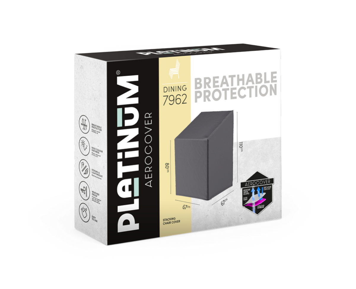 PLATINUM AEROCOVER DINING 7962 – åndbar beskyttelse – stabelbar stolovertræk 67×67×110 cm (op til 80 cm)