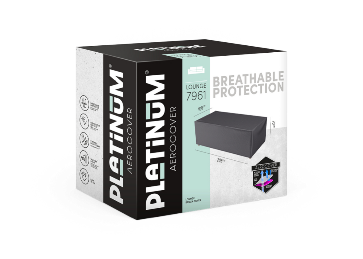 Platinum AeroCover loungebænkbetræk 7961 med åndbar beskyttelse, 205×100×70 cm.