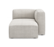 Lysebeige modulsofa med højre armlæn, frilagt frontvisning.