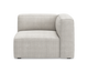Lys beige modulsofa, højre hjørnemodul set forfra på hvid baggrund.