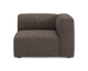 Brun modulsofa hjørnemodul i bred fløjl/corduroy, frilagt på hvid baggrund.
