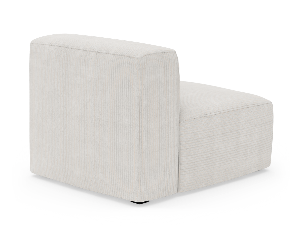 Lysebeige modulsofa-del med høj ryg, frilagt på hvid baggrund med skygge.