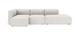 Lys beige modulsofa med chaiselong til højre i et minimalistisk studiobillede.