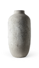 Stor cylindrisk vase i grå beton med patineret overflade.