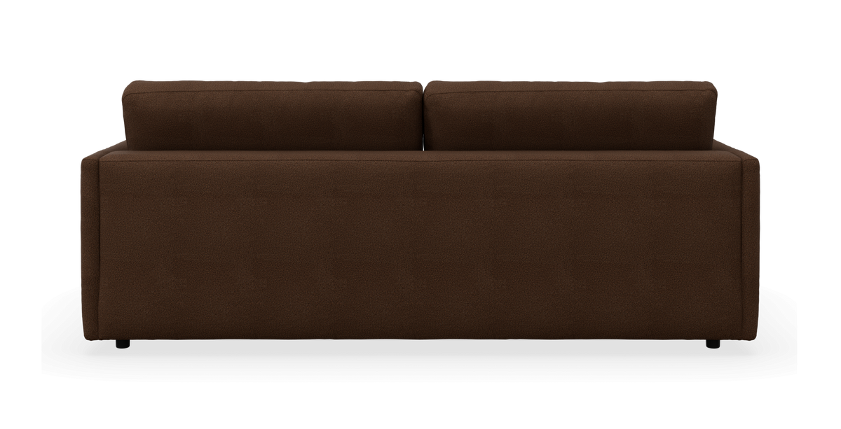 Brun sofa set bagfra, frilagt på hvid baggrund.
