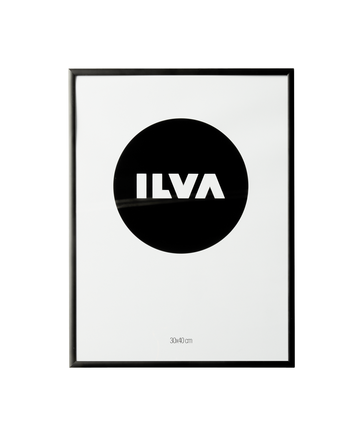 ILVA-logo på sort cirkel, 30x40 cm