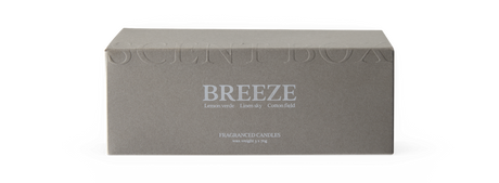 BREEZE duftlys-sæt: Lemon verde, Linen sky, Cotton field; voks vægt 3 x 70 g.