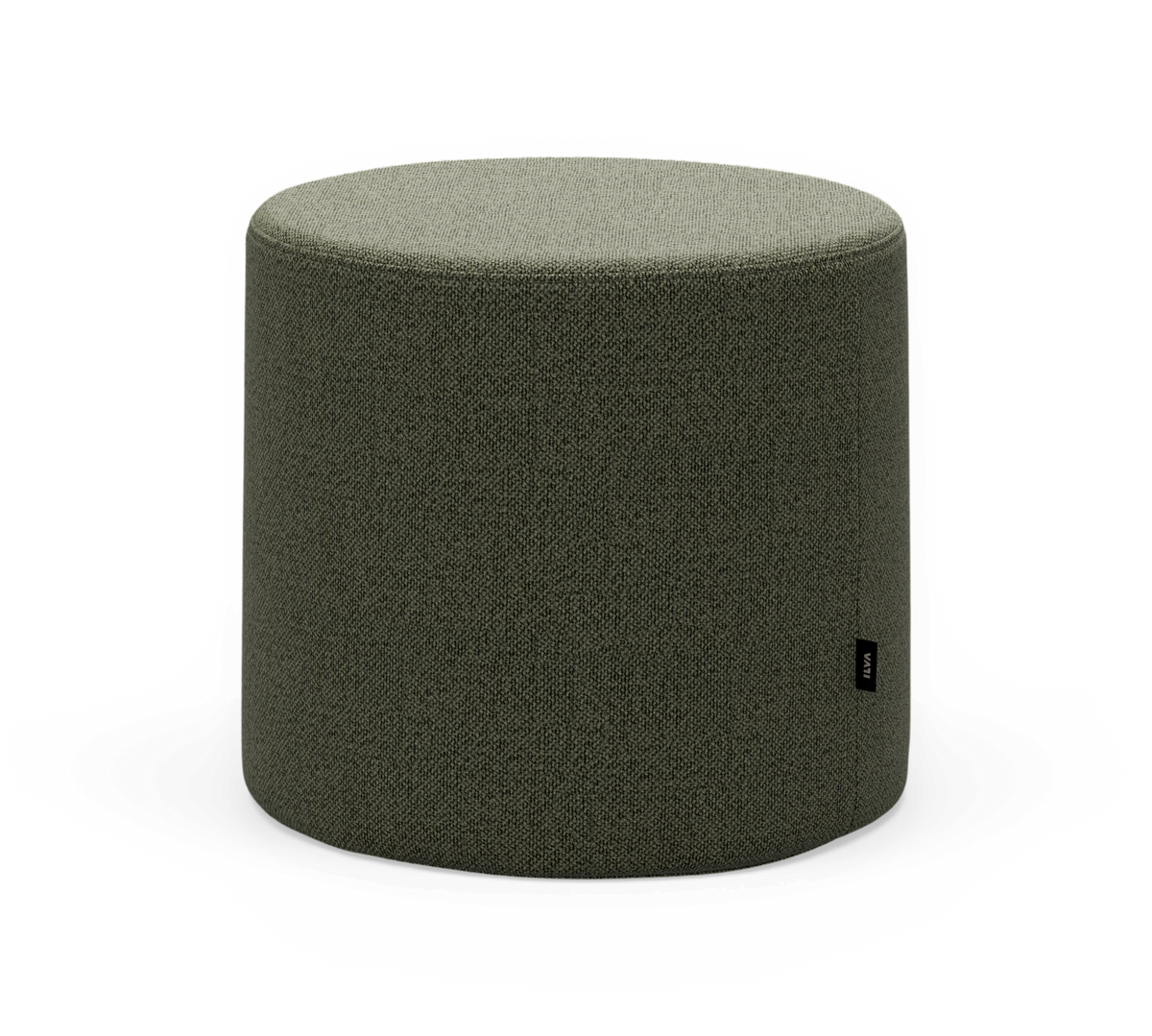 Mørkegrøn cylinderformet stofpuf.