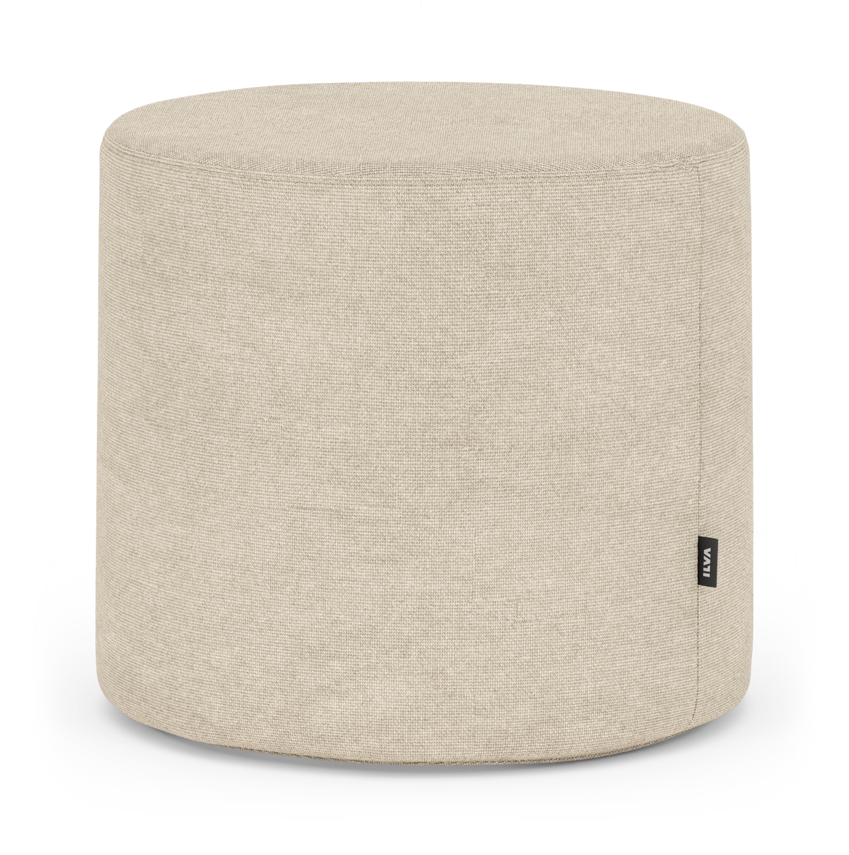 Beige rund puf i tekstil, ILVA.