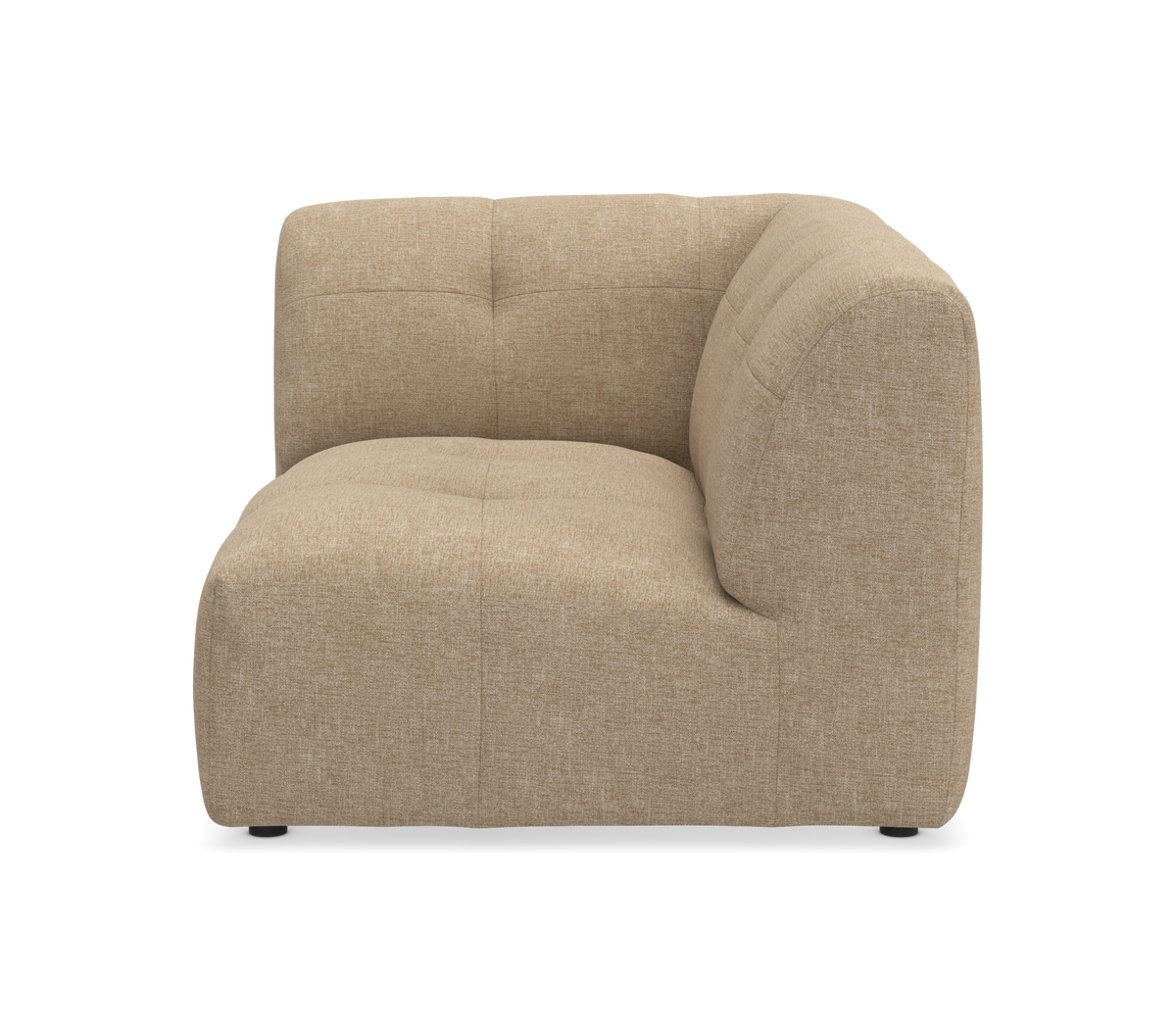 Beige sofahjørnemodul med blød, afrundet design.