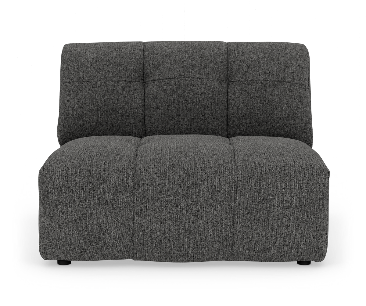 Mørkegrå modulsofa uden armlæn, frontvisning på hvid baggrund.