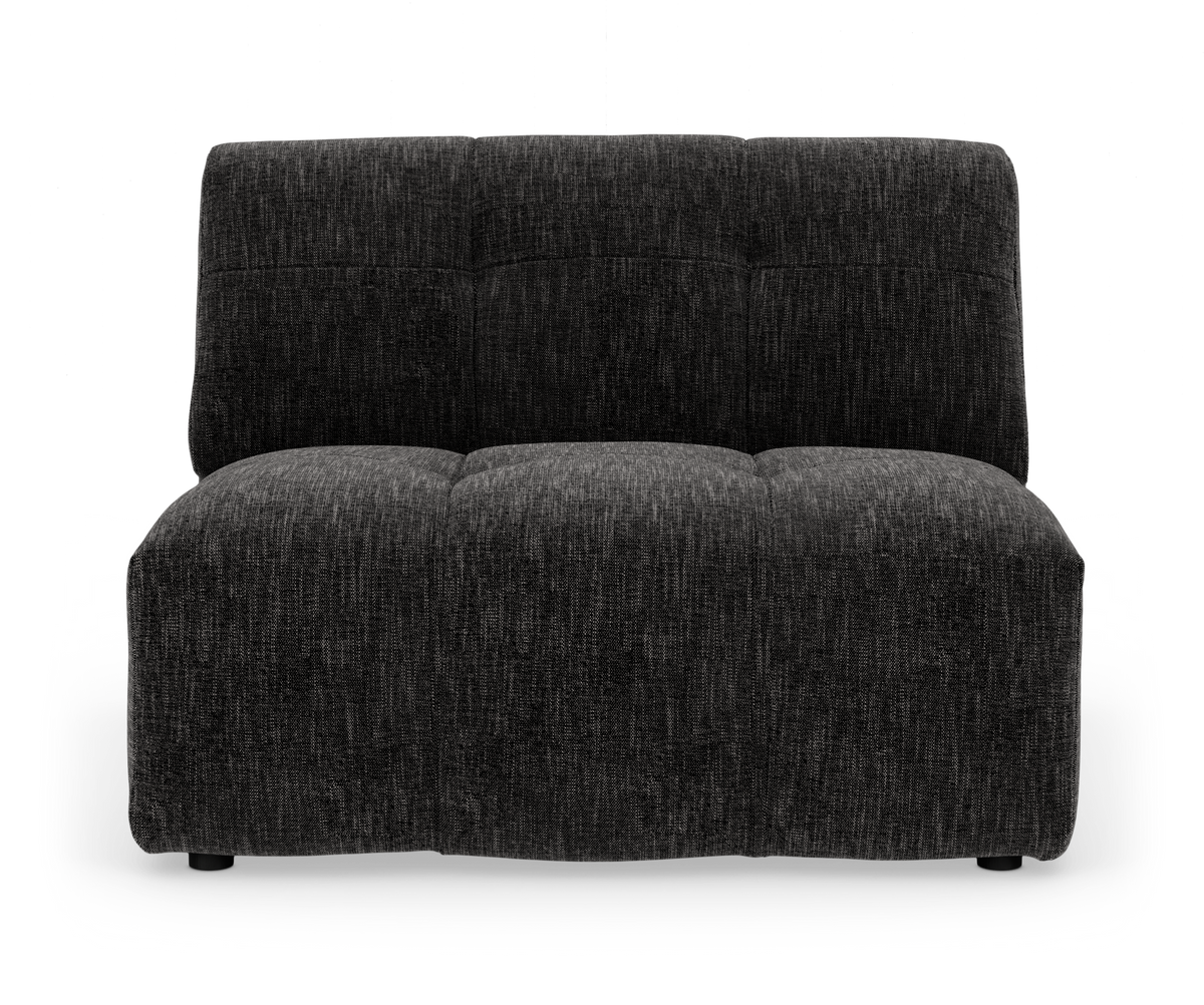 Mørkegrå modulsofa uden armlæn, frontvisning på hvid studiebaggrund.