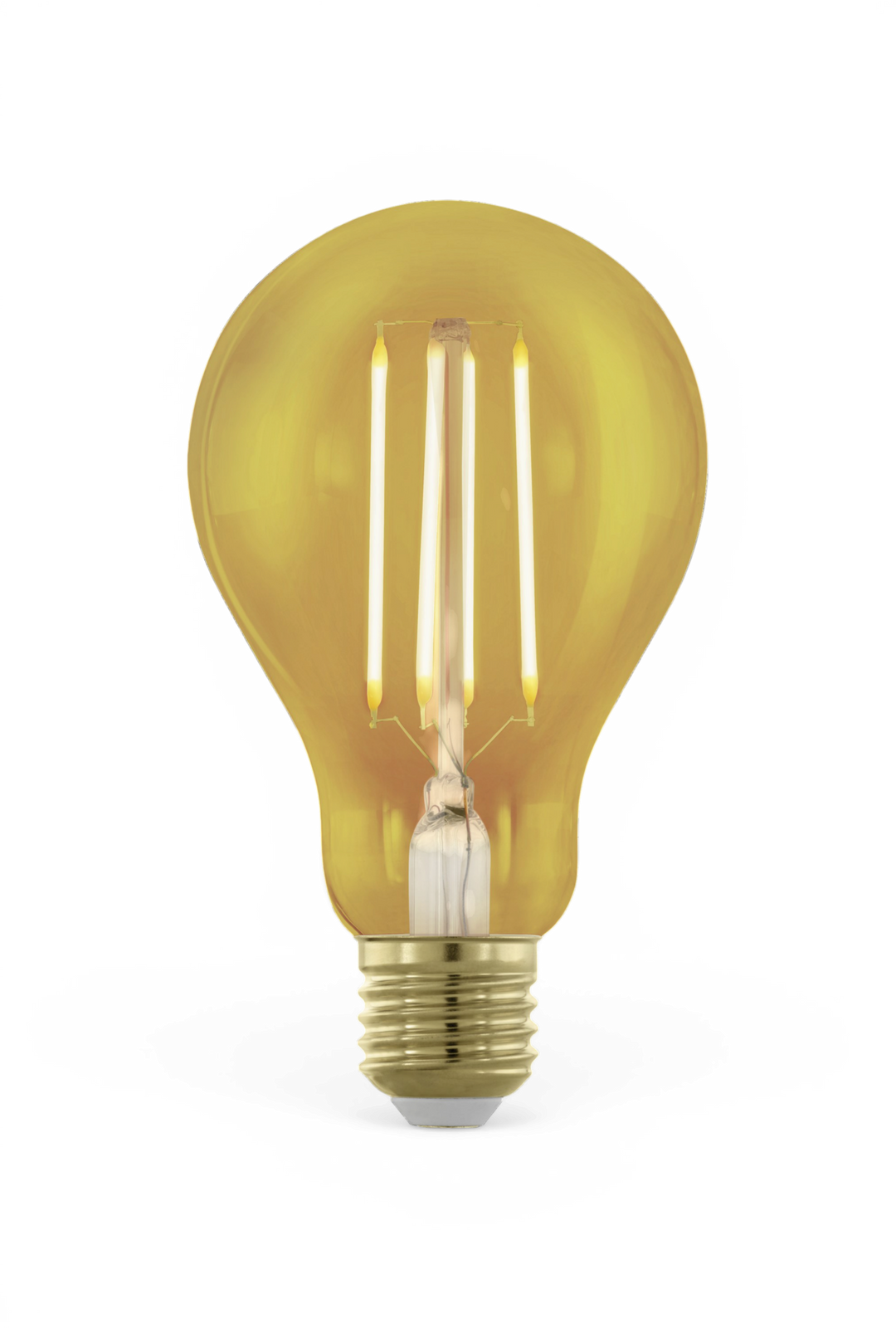 Ravfarvet LED filament pære E27, frilagt.