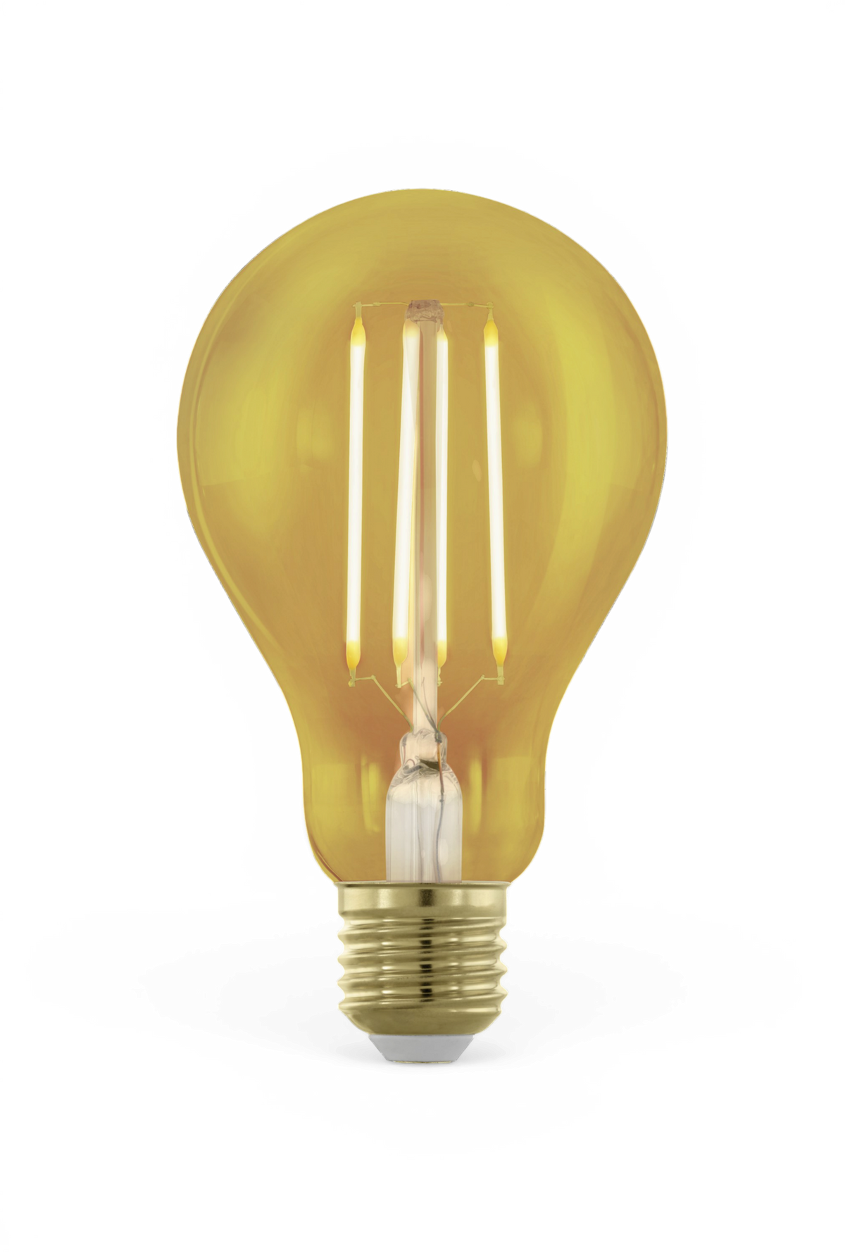 Ravfarvet LED filament pære E27, frilagt.