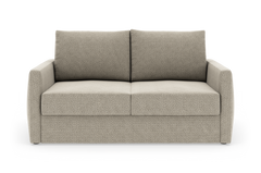 Beige stofsofa med to sæde- og ryghynder, frontvisning på hvid baggrund.