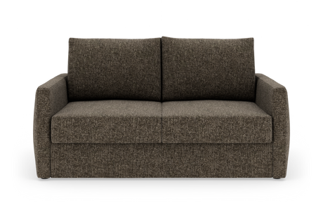 Brun 2-personers sofa set forfra på hvid baggrund.