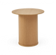 Rundt sidebord i lys eg med cylinderformet sokkel.