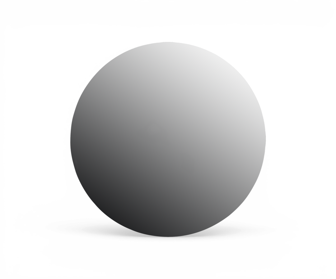 Grå gradientcirkel på sort baggrund.