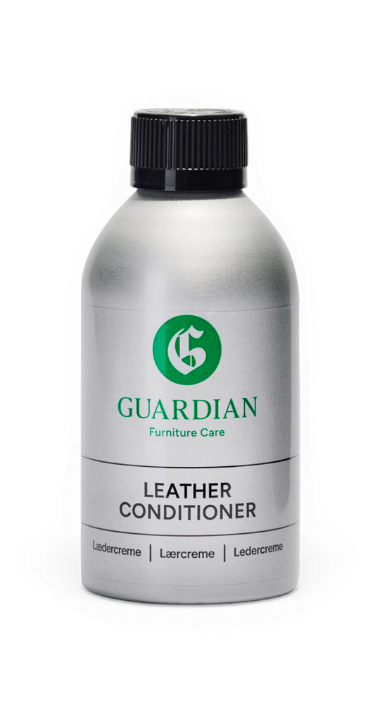 Guardian Furniture Care Leather Conditioner – sølvgrå flaske med sort låg; Lædercreme | Lærcreme | Ledercreme.
