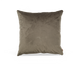 Firkantet velourpude i taupe/olivgrå farve på hvid baggrund.