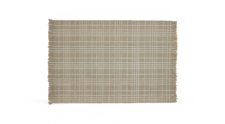 Beige ternet dug med frynser i siderne.