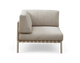 Beige modulsofa hjørnemodul med venstre armlæn, polstret sæde og ryg på let metalstel, fritlagt produktfoto.