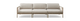 Beige tresæders sofa med flettede sider og slanke ben, frontvisning på hvid baggrund.