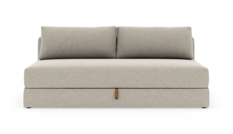 Beige to-personers sofa med to ryghynder på hvid baggrund.