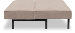 Beige daybed/bænk med sorte metalben, set forfra.