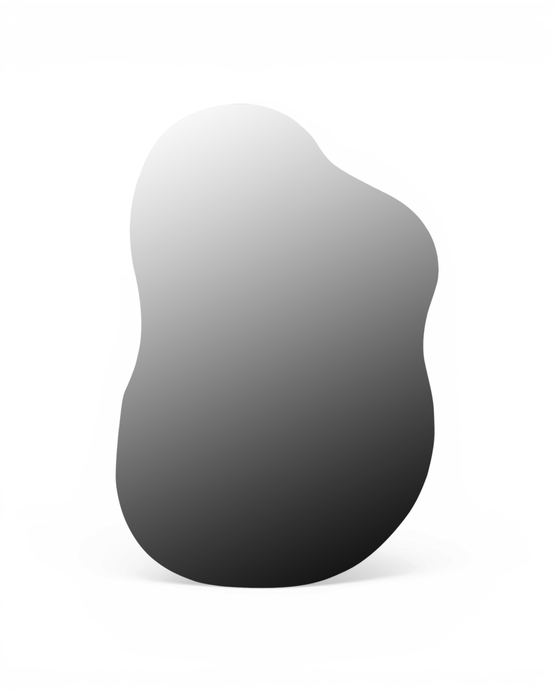 Organisk, fritformet grå gradientform på hvid baggrund.