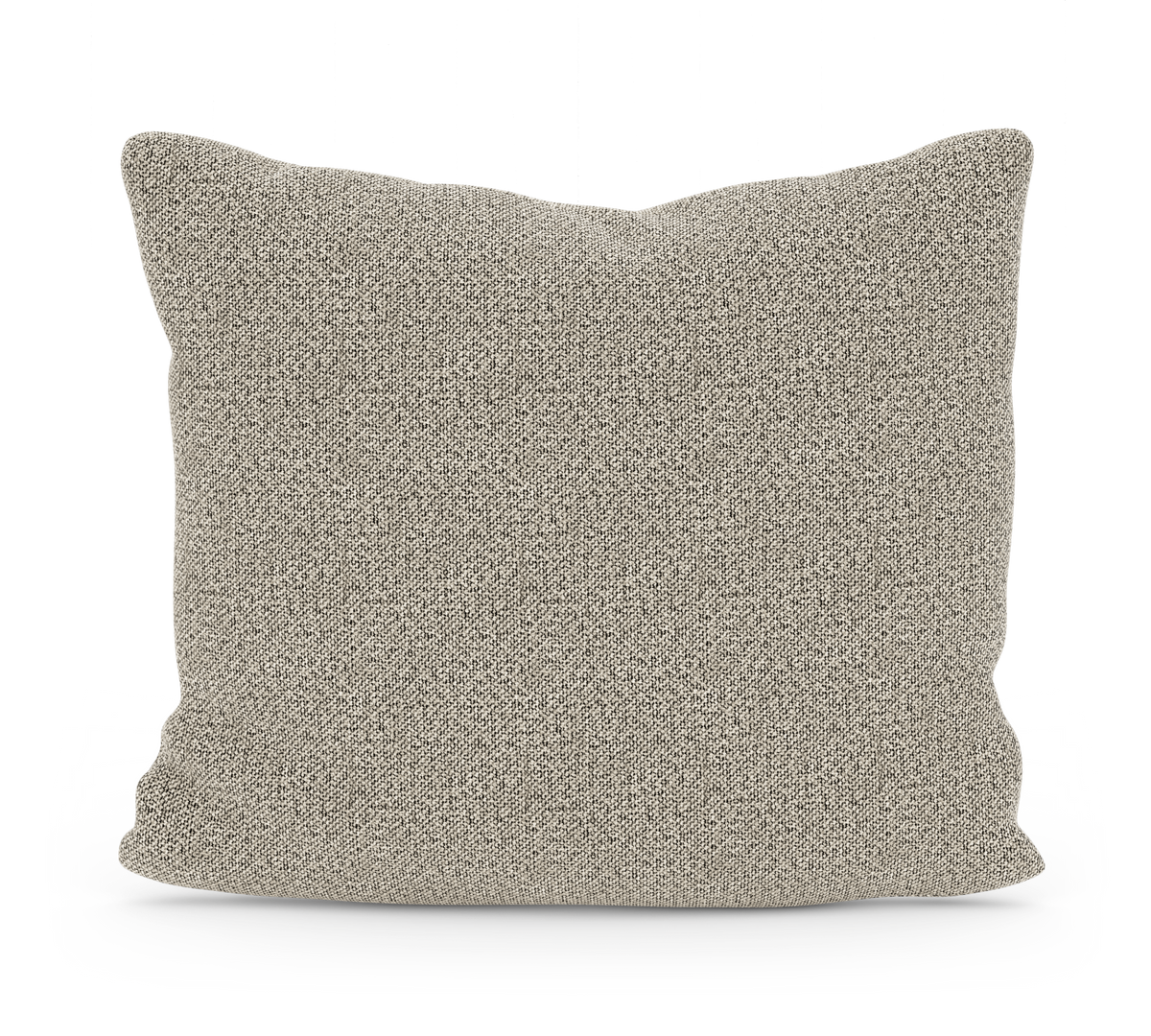 Beige, tekstureret pyntepude mod hvid baggrund.