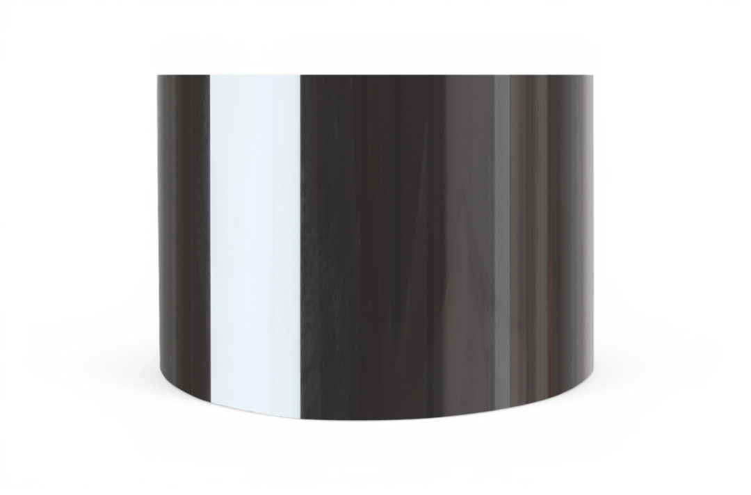 Blank cylinder i sort, grå og hvid tone, produktfoto mod neutral baggrund.