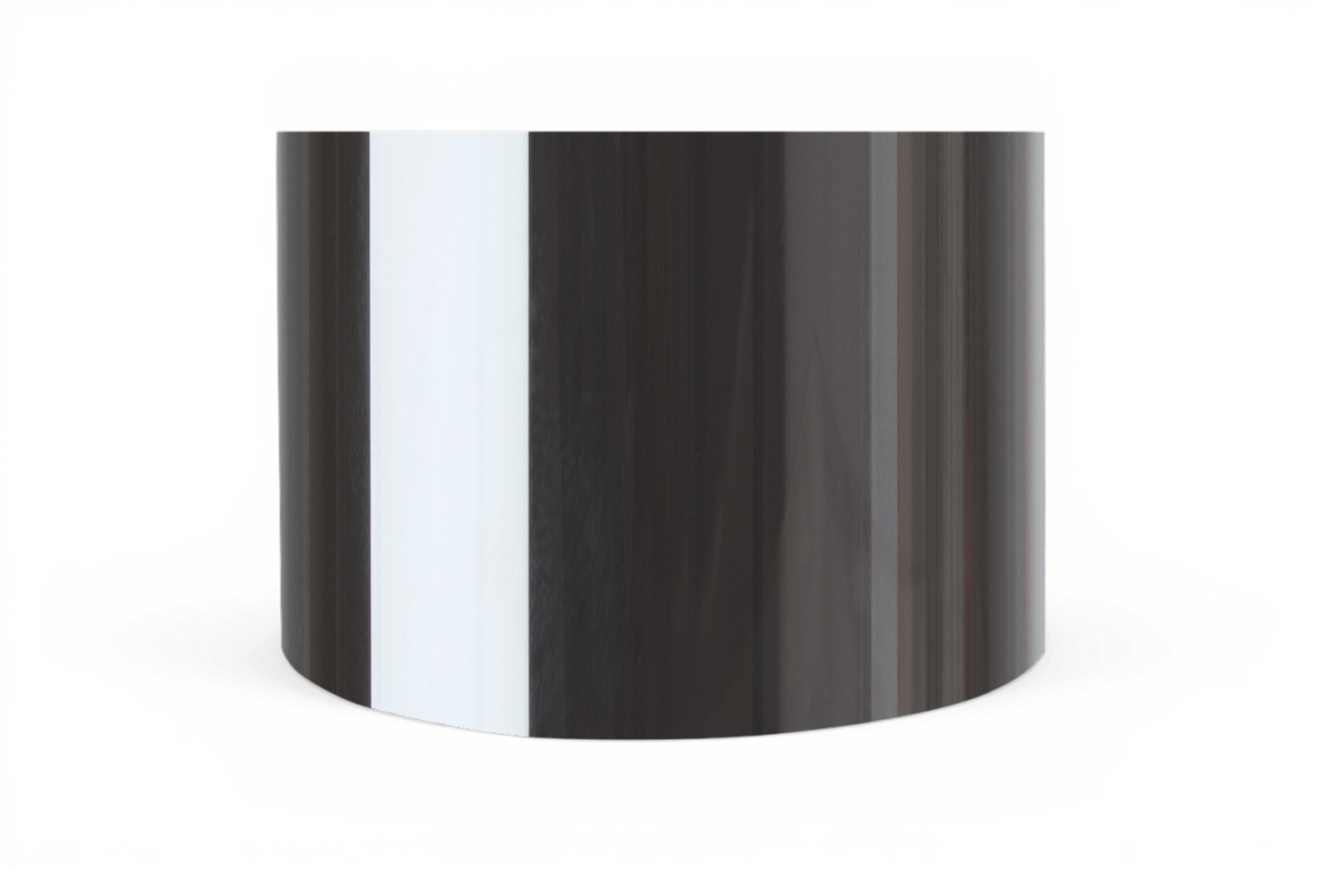 Blank cylinder i sort, grå og hvid tone, produktfoto mod neutral baggrund.