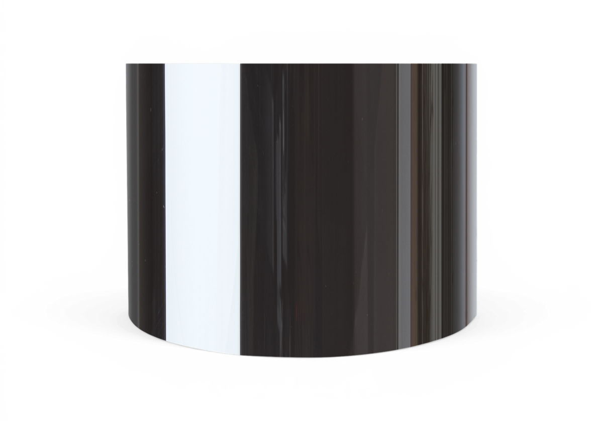 Blank sort cylindrisk rulle på hvid baggrund.