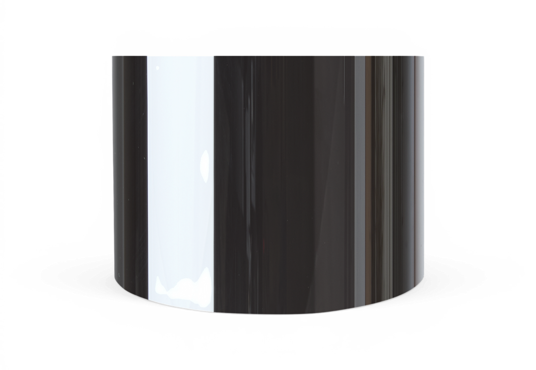 Blank sort cylindrisk vase på hvid baggrund.