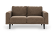 Brun 2-personers sofa i fløjl/cord med lige armlæn og sorte koniske ben, frilagt.