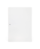 Hvid rektangulær panel med lille rundt hul til venstre, frilagt på hvid baggrund.
