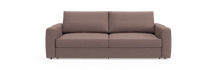 Taupe/brun 2-personers sofa med lige armlæn og to ryghynder, set forfra mod neutral baggrund.