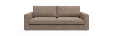 Brun to-personers stofsofa set forfra på hvid/transparent baggrund.