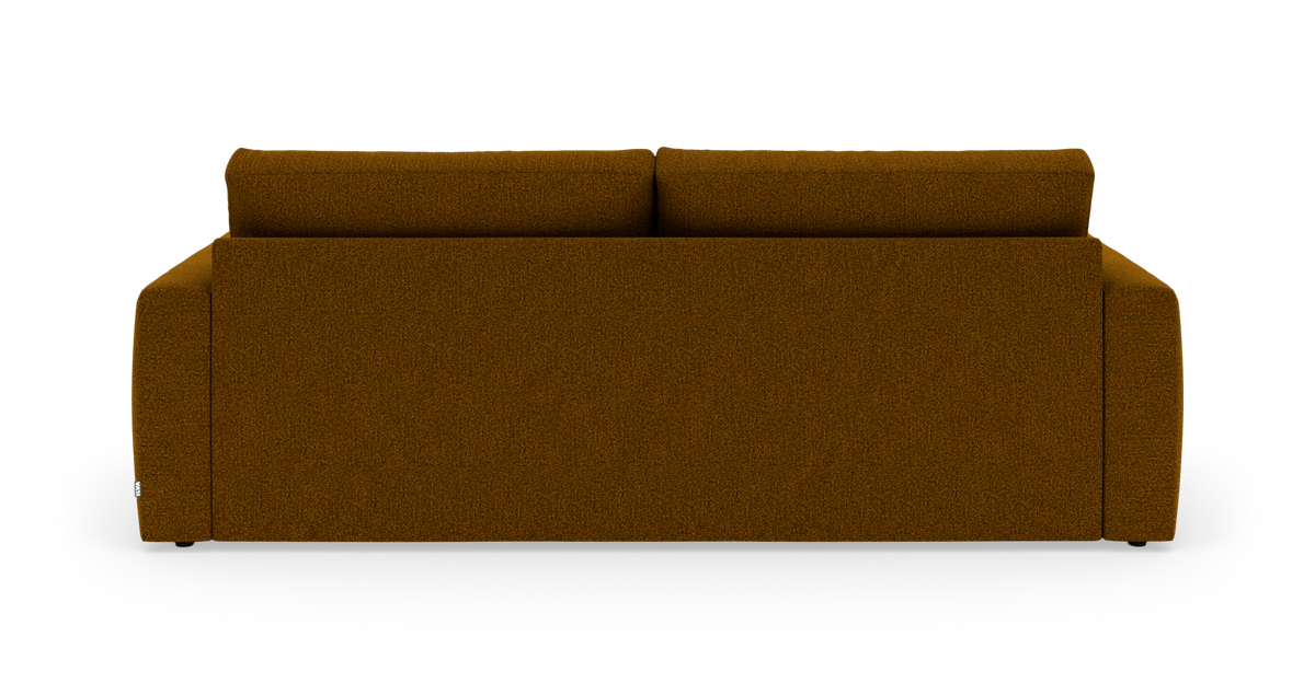 Brun sofa set bagfra mod hvid studiebaggrund.