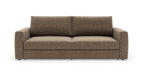 Brun to-personers stofsofa set forfra på hvid baggrund.