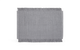 Gråt rillet tæppe med frynser, produktfoto mod neutral baggrund.