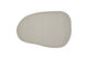 Uregelmæssigt formet, beige tæppe med blød kant på hvid baggrund.