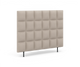 Beige, kvadratisk vatteret sengegavl med ben i moderne stil, set let forfra i vinkel.