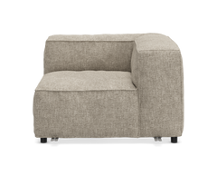 Beige modulsofa – hjørnemodul i stof, frontvisning på hvid baggrund.