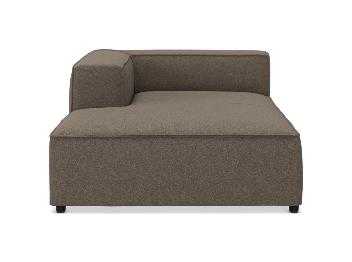 Modulsofa med venstre armlæn i taupe, set forfra.