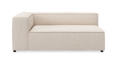 Beige modulsofa hjørnemodul med venstre armlæn i enkel, boxet design.